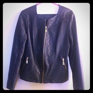 Navy leather jacket